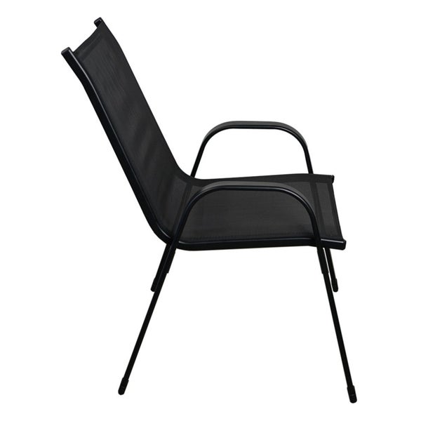 Gartenstuhl mit Armlehnen aus Textilgewebe und Metall