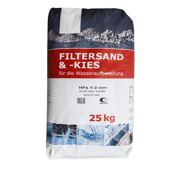Sack Filtersand und -kies zur Wasseraufbereitung, 25 Kilogramm