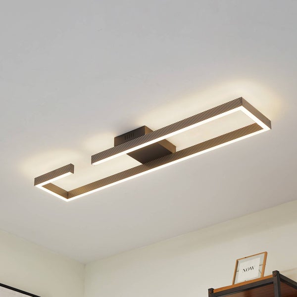 Lucande LED Deckenleuchte Yvor (Modern) in Schwarz aus Aluminium (1 flammig, ) - Lampe Deckenlampe Wohnzimmerleuchte