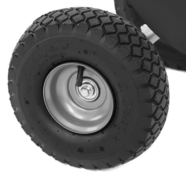 Luftrad mit Profilreifen und Metallfelge für Schubkarre oder Transportwagen.