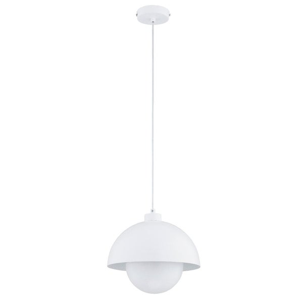 Moderne Pendelleuchte mit kuppelförmigem Schirm und integriertem Glaskugelleuchtmittel für eine gleichmäßige Lichtverteilung