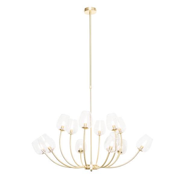 Pendelleuchte mit transparenten Glasschirmen und Metallgestell