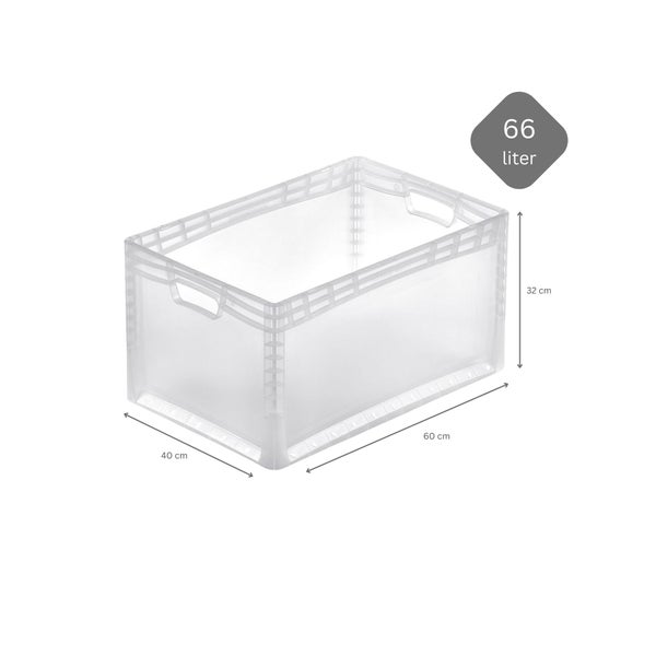 PROREGAL SuperSparSet 10x Transparenter Eurobehälter LightLine mit Offenem Griff und Scharnierdeckel  HxBxT 32 x 40 x 60 cm 66 Liter Eurobox