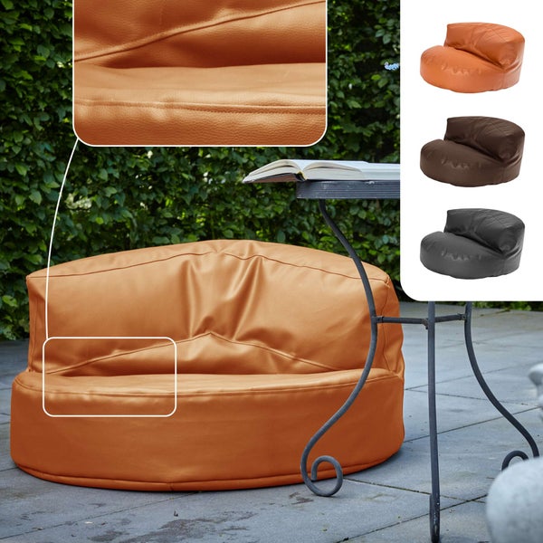 Green Bean Sitzsack Sofa aus Kunstleder mit EPS Perlen Füllung - Lounge im Sitzsack-Design 90 x 50 cm mit ergonomischer Rückenlehne - Cognac