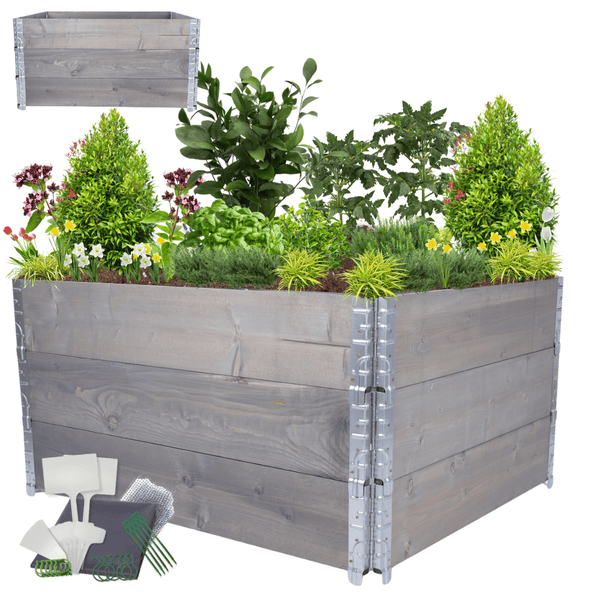 Hochbeetkisten GrowBox HxBxT 60x120x100 cm 3 Ebenen Holz Grau