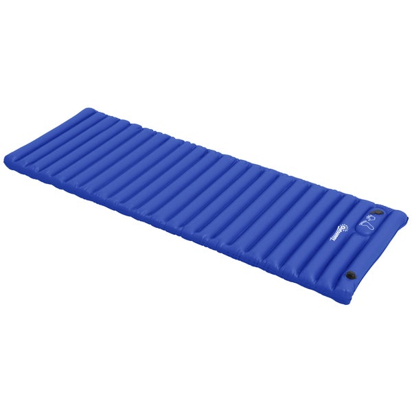 Outsunny Camping Isomatte, Luftmatratze mit Fußpumpe, wasserabweisend Luftbett mit Tragetasche, Schlafmatte für Garten, bis 120 kg belastbar, Blau