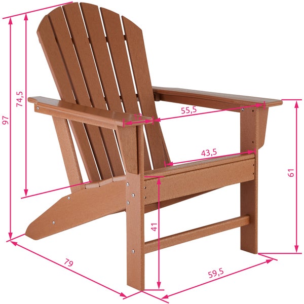 2 Gartenstühle Joan mit 2 Fußablagen Lyn und Tisch Dylan tectake  Tisch mit Lamellenmuster im Adirondack-Stil braun/braun