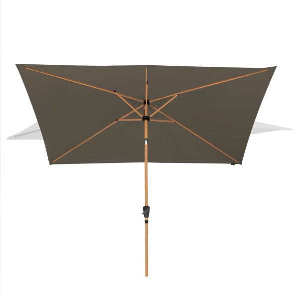 VONROC Premium Sonnenschirm Balkon - Neigbar, Rechteckig, 200X300CM - Sonnenschutz für Terrasse & Garten - Sonnenschirm groß inklusive Schutzhülle - Rapallo Taupe Holz
