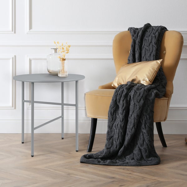 Beautissu Finn Beistelltisch Ø 44x46cm Grau Metall