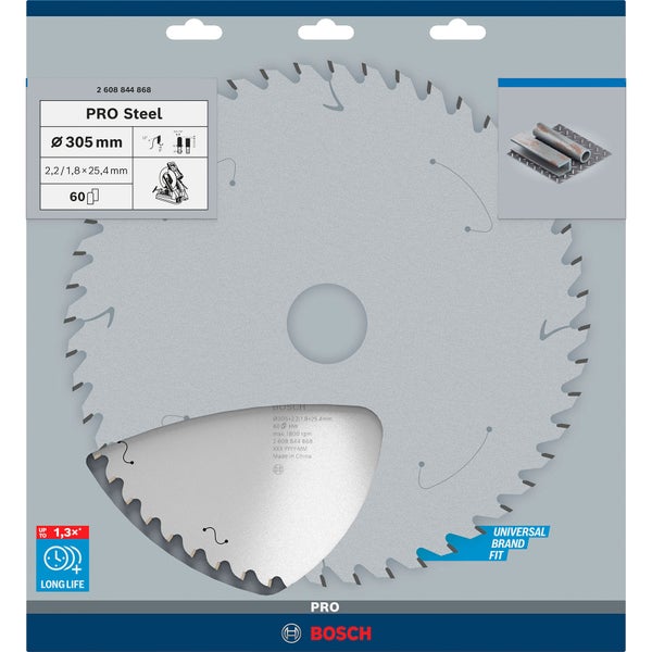 Bosch PRO Steel Sägeblatt für Kreissägen Netz- / kabelgebunden 305 x 2,2 x 25,4 mm T60 - 2608844868
