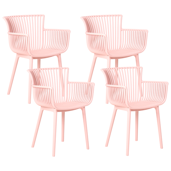 Vier Gartenstühle mit Armlehne aus Kunststoff