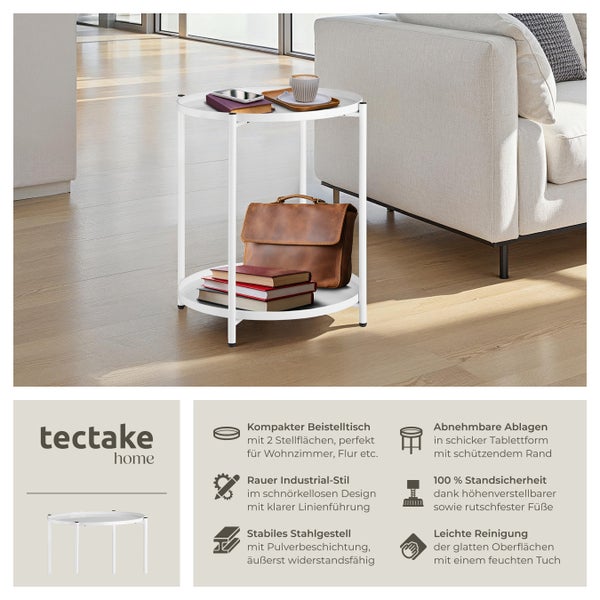 Beistelltisch tectake Oxford 45,5 x 45,5 x 53 cm Stahl weiß
