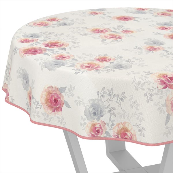 Runde Tischdecke mit Rosenmuster