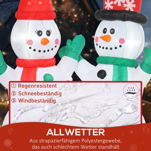 Aufblasbare Schneemänner aus strapazierfähigem Polyestergewebe, regenresistent, schneebeständig und windbeständig für jedes Wetter.