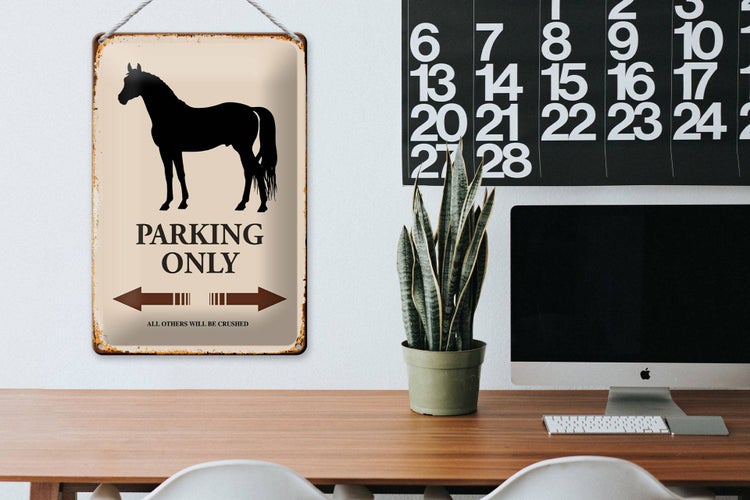 Blechschild Spruch 20x30cm Pferd Parking only all others