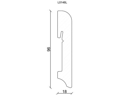 Sockelleiste gerundet Fichte/Kiefer weiß RAL 9010 lackiert L0146L 18x96x2400 mm