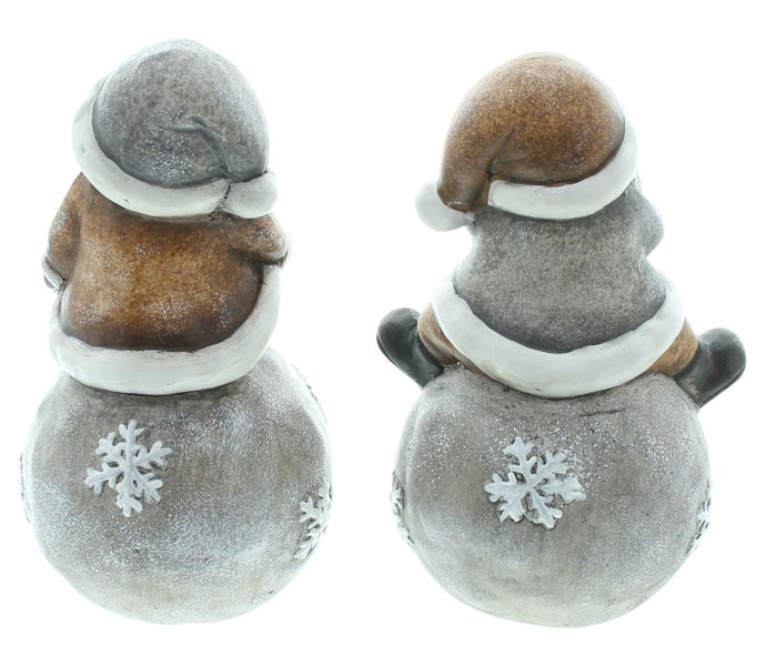 FRANK FLECHTWAREN | Santa LED-Kugel, 2er Set, 9 x 9 x16,5 cm, TERRACOTTA