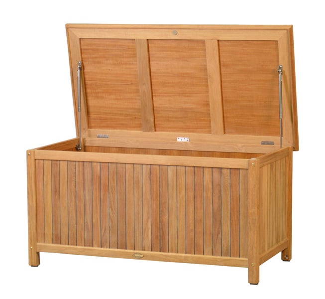 Teak Kissentruhe Gartentruhe für Polster und Auflagen 136 x 73 cm premium