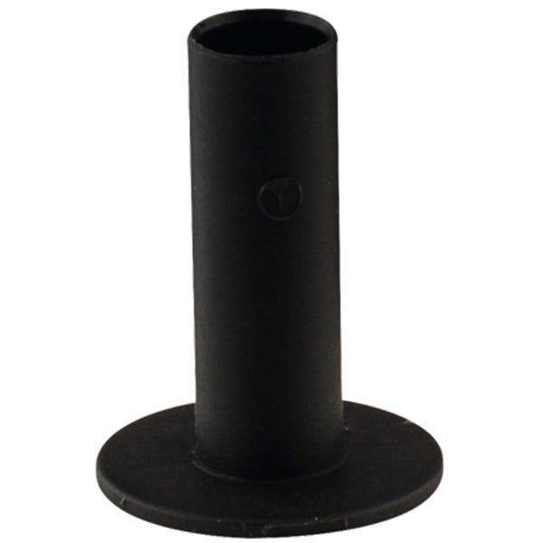 Schwarze Reduzierhülse aus Kunststoff für Schirmständer mit runder Basis.