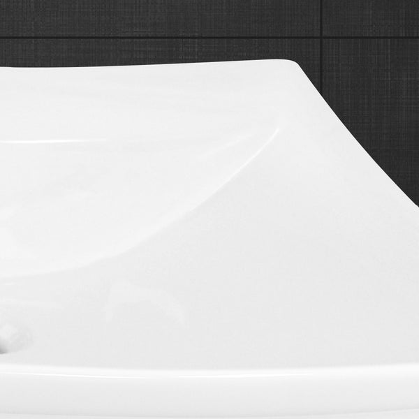ECD Germany Waschbecken Waschtisch 605 x 460 x 165 mm aus Keramik Weiß Aufsatzbecken Aufsatzwaschbecken Handwaschbecken Aufsatzwaschtisch Spülbecken Becken Wasserfall Waschschale Waschschüssel