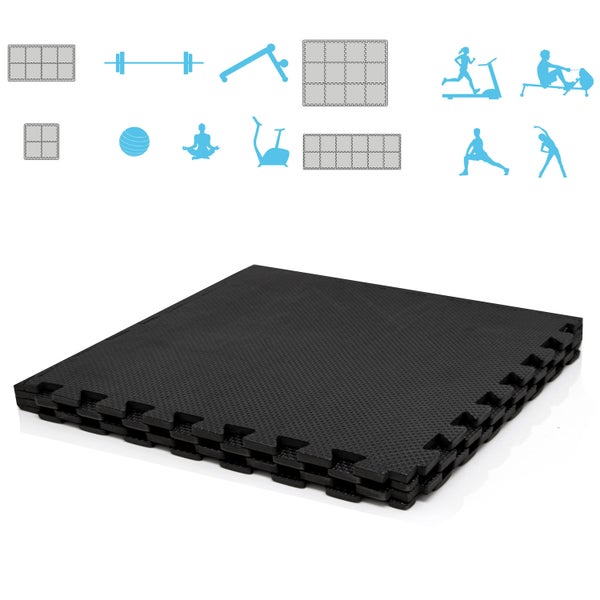 1 cm Dick: 1m² Bodenschutz Fitnessmatte - 4 Sportmatten 50 x 50 cm