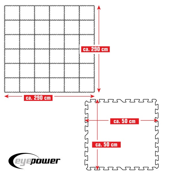 eyepower 8,4 m² Poolunterlage - 36 EVA Matten 50x50 - Outdoor Pool Unterlage - Unterlegmatten Set