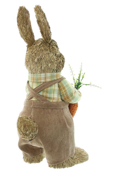 FRANK FLECHTWAREN | Hasenfigur Rüdiger, KUNSTSTOFF, STROH, HOLZ, TEXTIL, 18 x 17 x 38 cm
