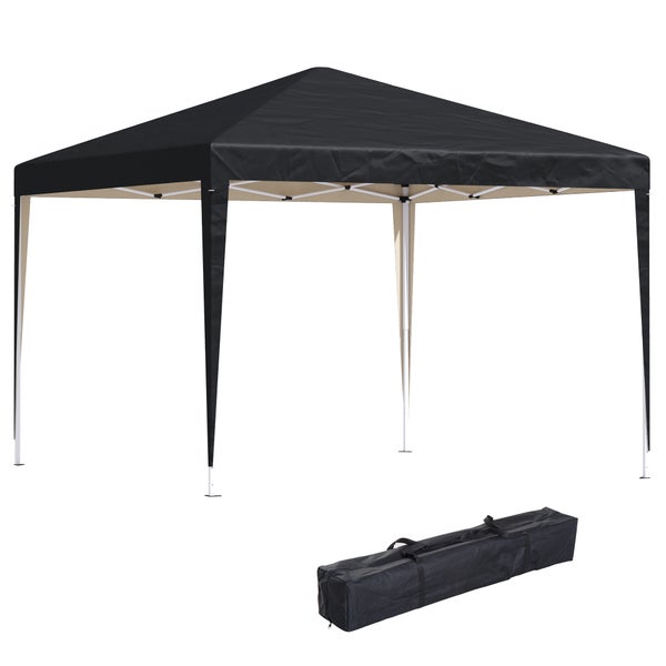 Outsunny Pavillon ca. 3x3m, wasserabweisend Stabil Winterfest Pop-up Faltpavillon, UV Schutz, Faltbar Partyzelt Gartenzelt mit Tasche, Gartenpavillon für Camping Garten, Schwarz