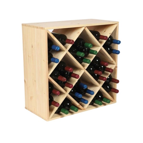 PROREGAL Modulares Weinregal Vincellar Mod HxBxT 60 x 60 x 30 cm Rauten Modul Für 30 FlaschenMassives Kiefernholz Natur