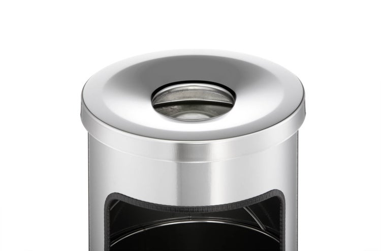 Durable 333223 Papierkorb Metall mit Ascher Safe, selbstlöschender Standaschenbecher mit 17l Mülleimer und 2l Ascher, silber