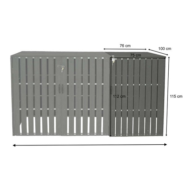 Abfalltonnenbox mit Maßangaben