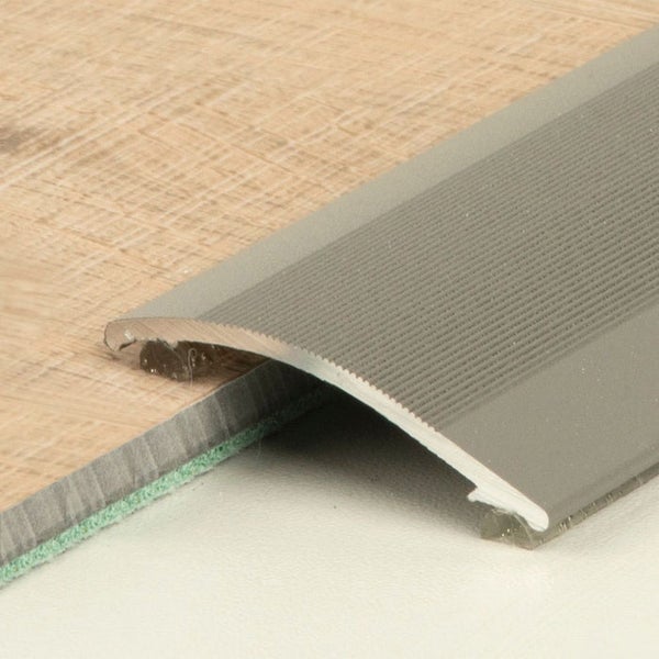 FLOORDIREKT Anpassungsprofil - aus Aluminium - Höhenausgleich bis 11 mm - Selbstklebend - 38 mm - Edelstahl-matt - 100 cm