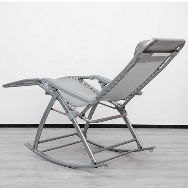 AMANKA Schaukelliege 178x70cm | Schaukelstuhl in Grau | Klappbarer verstellbarer Relaxsessel Liege-Stuhl | Stahlrahmen | Belastbarkeit 100 kg.