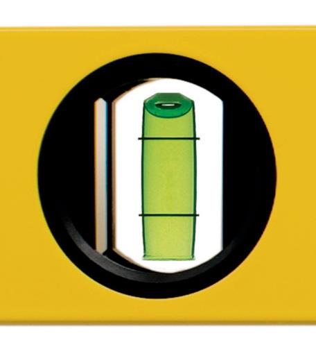 Detail einer Wasserwaage mit Libelle zur horizontalen Ausrichtung