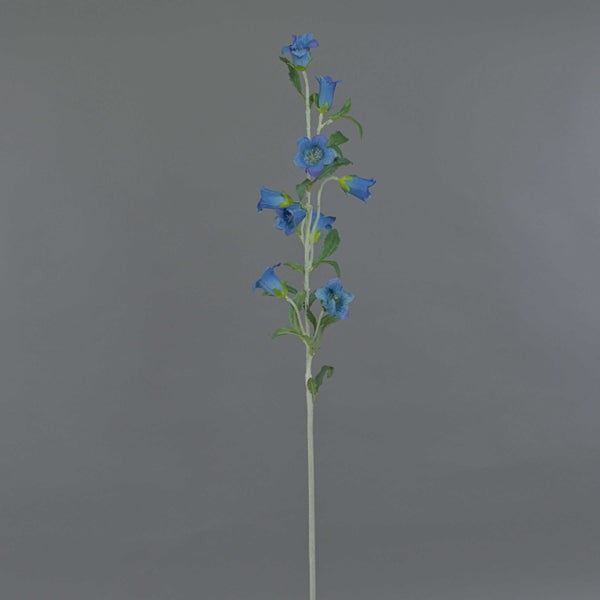 Künstliche Glockenblume mit blauen Blüten am Stiel, Dekoblume für Vasen und Gestecke.