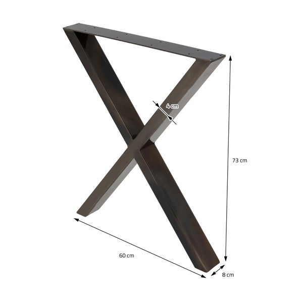 Zwei Tischbeine im X-Design