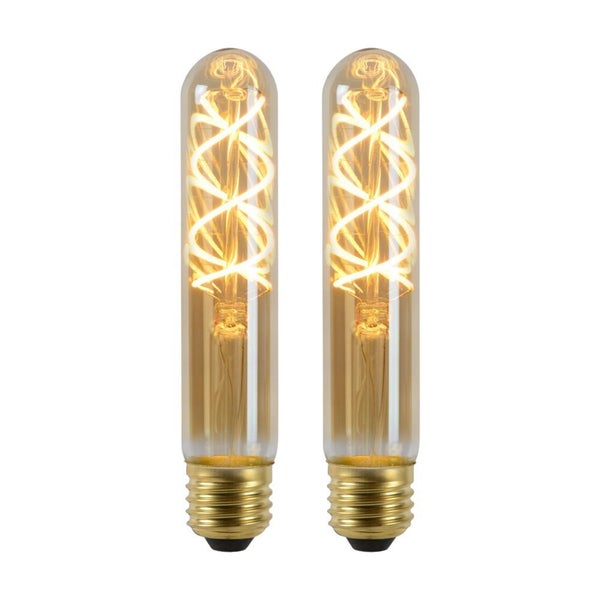 Vintage LED Lampe, dimmbar, E27, Röhre T30, Filament, 4,9W, 380lm, 2200K 2er-Pack