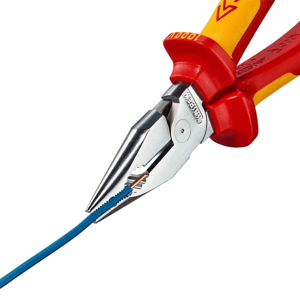 Knipex Spitz-Kombizange isoliert mit Mehrkomponenten-Hüllen VDE-geprüft verchromt 185 mm - 0826185