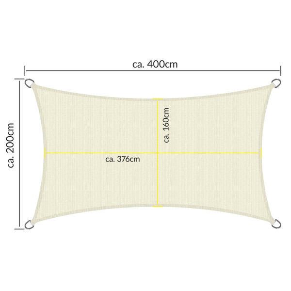 SolVision HS9 Sonnensegel 200x400cm rechteckig Creme HDPE