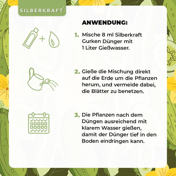 SILBERKRAFT Gurken Dünger – Für Gurkenpflanzen – NPK Flüssigdünger – 1 Liter