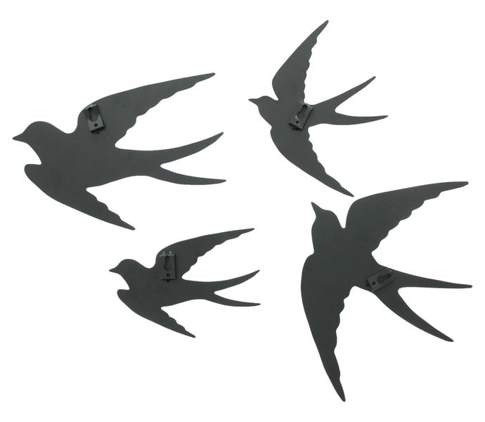 FRANK FLECHTWAREN | Wandhänger Vögel, 4er Set, METALL, 16 x 0,5 x 13 cm, 23,5 x 0,5 x 18 cm, 15 x 0,5 x 18,5 cm, 19,5 x 0,5 x 27 cm