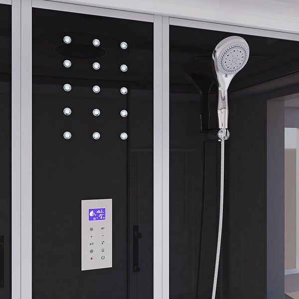 Home Deluxe - Dampfdusche DIAMOND, Schwarz, Maße: 170 x 90 x 220 cm - inkl. Radio, Regendusche und komplettem Zubehör I Dampfsauna, Badewanne, Whirlpool, Dusche