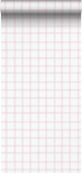 Sanders und Sanders Tapete Karomuster Hellrosa und Weiß - 53 cm x 10.05 m - 640643