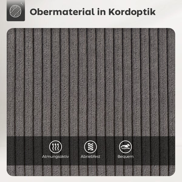 Obermaterial in Kordoptik: atmungsaktiv, abriebfest und bequem.