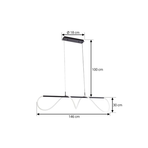Lucande LED Kisune (Modern) in Schwarz (1 flammig, ) Wohnzimmerleuchte