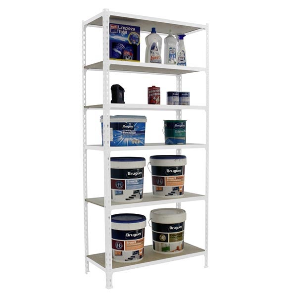 PROREGAL Schwerlastregal Giant Muli HxBxT 250 x 100 x 30 cm 6 Fachböden Fachlast 150 kg Weiß