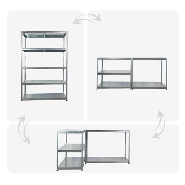 Metallregal mit verschiedenen Aufbauvarianten