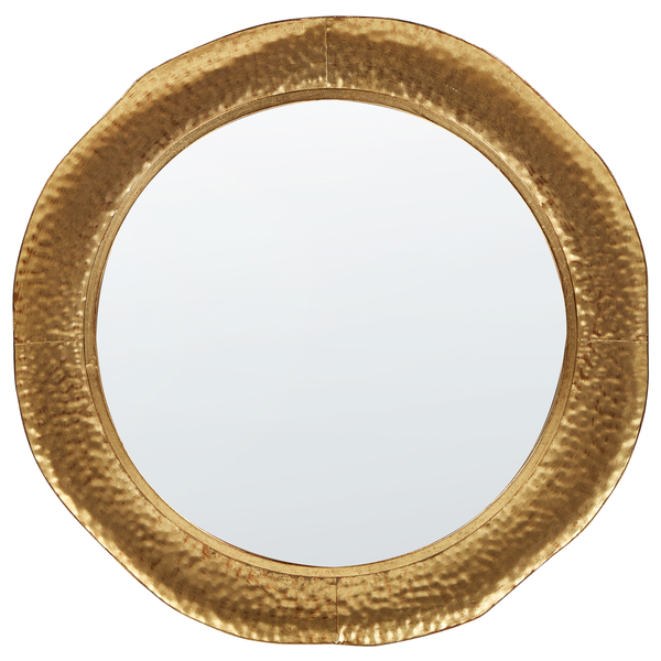 Runder Spiegel mit goldenem Rahmen