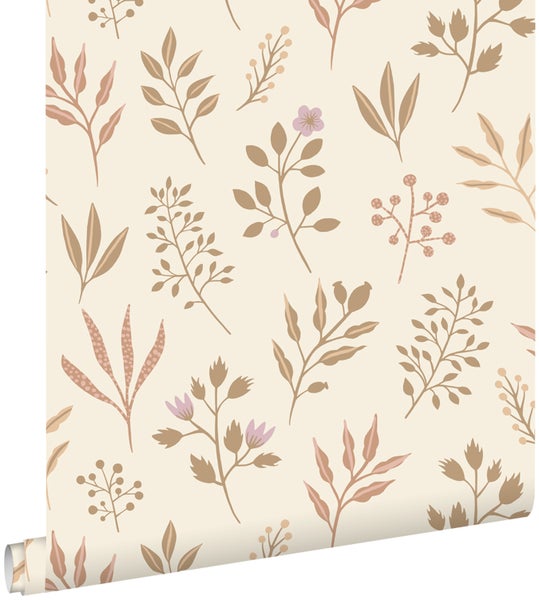 ESTAhome Tapete Blumenmuster im skandinavischen Stil Beige - 0.53 x 10.05 m - 139738