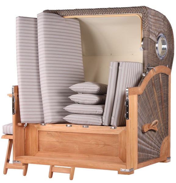 Strandkorb Westerland Teak Bullauge PE grey Dessin 501